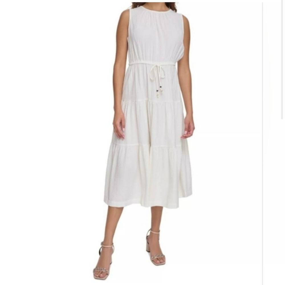 Calvin Klein tiered A line  sleeveless midi dress